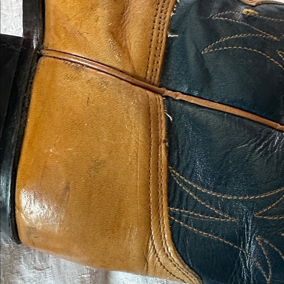Vintage Wrangler Cowboy Boots Men’s Leather Blue Brown Size 8.5 - Picture 11 of 13